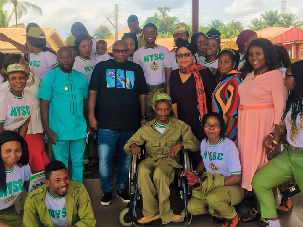 NATIONAL YOUTH SERVICE CORP (NYSC) STAFF DONATES WHEELCHAIR TO PHYSICALLY CHALLENGED CORP MEMBER