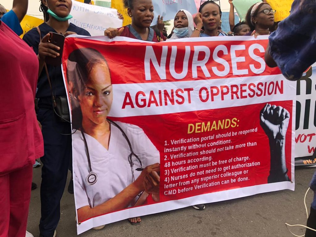 LAGOS NURSES PROTEST AGAINST NEW VERIFICATION GUIDELINES